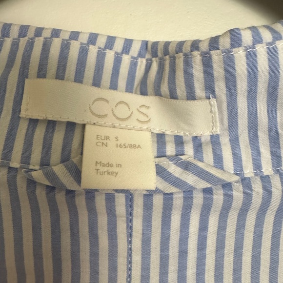 COS Blue and White Striped Blouse with Point Collar - Picture 2 of 2